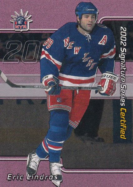 paralel karta ERIC LINDROS 01-02 BAP Signature Series Certified /100
